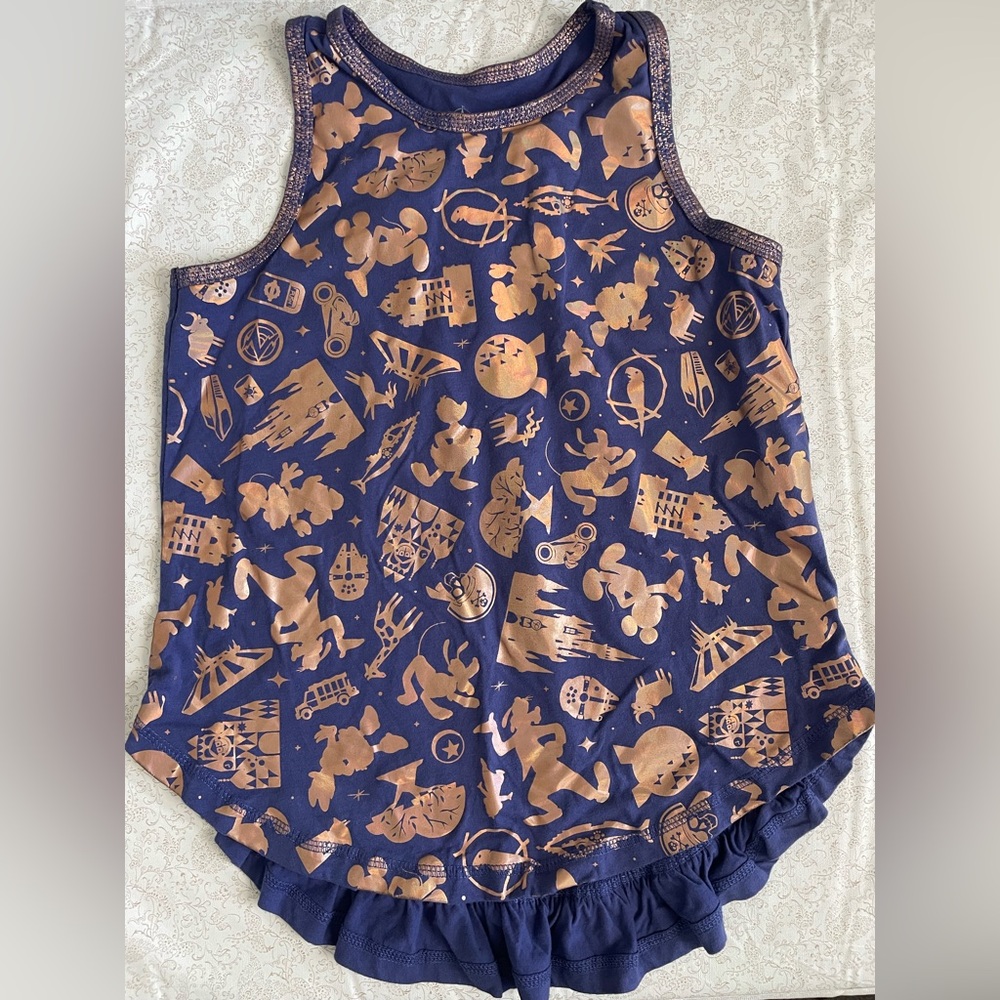 Walt Disney World 50th Anniversary Tank Top Girls L 10-12 Holographic Ruffle